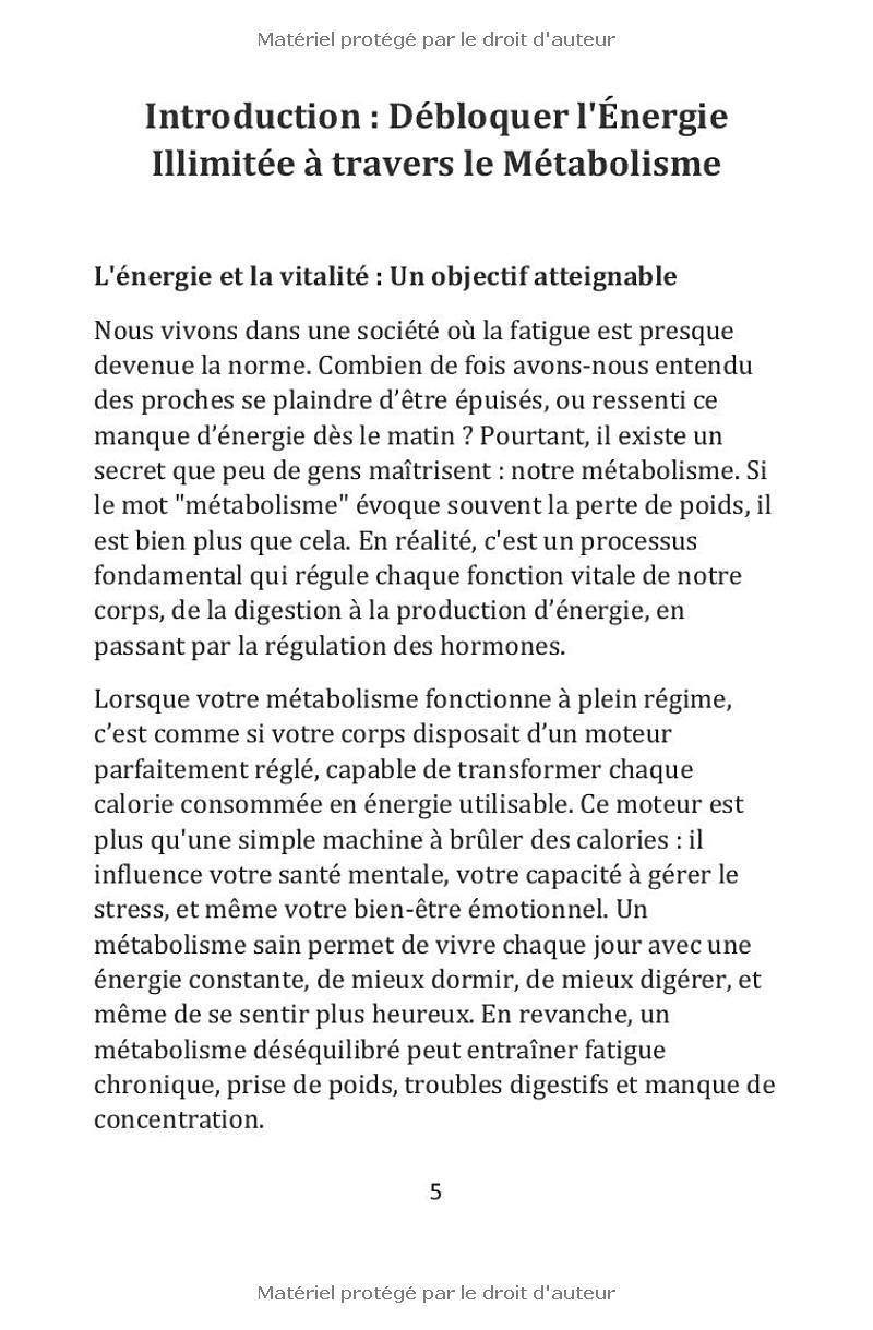 Énergie Illimitée : La Révolution Métabolique pour une Santé Durable: Livre sur le developpement personnel femme et homme