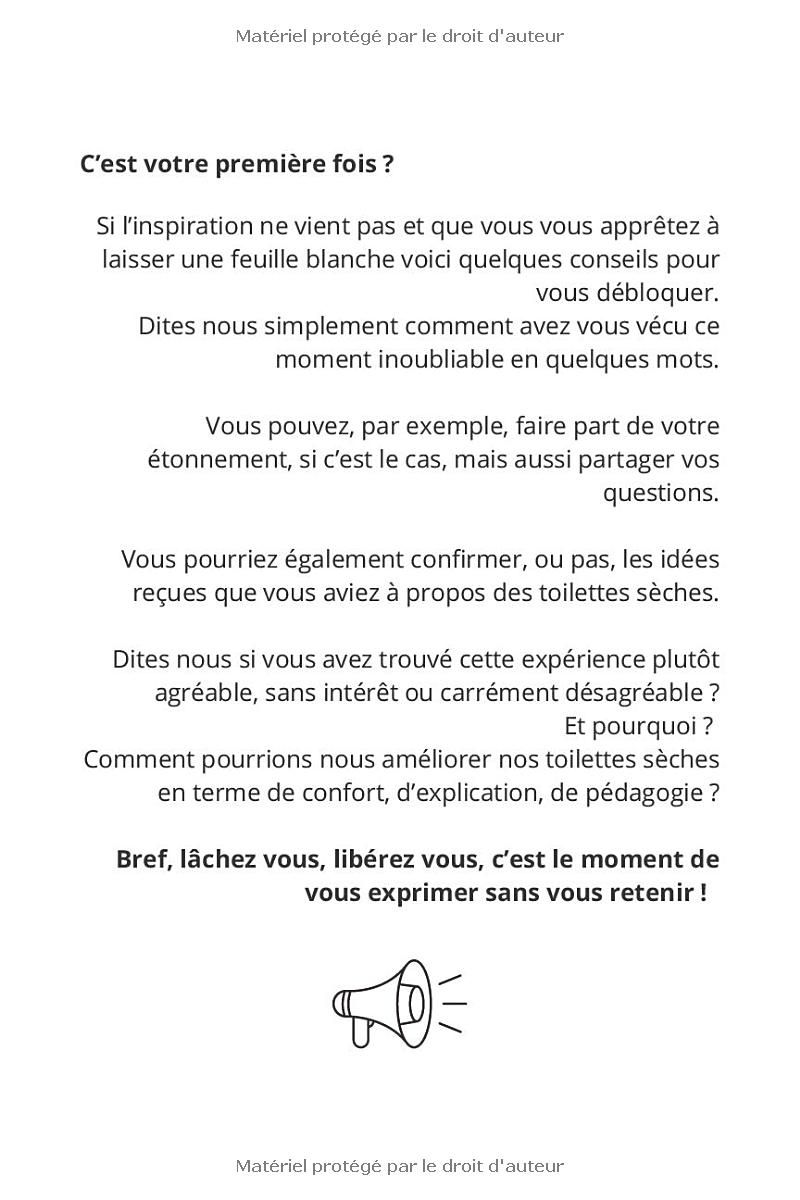 Le livre dor de mes toilettes sèches: Livre dor format pratique avec annotations humoristiques et utiles à offrir aux propriétaires de toilettes sèches et écologiques