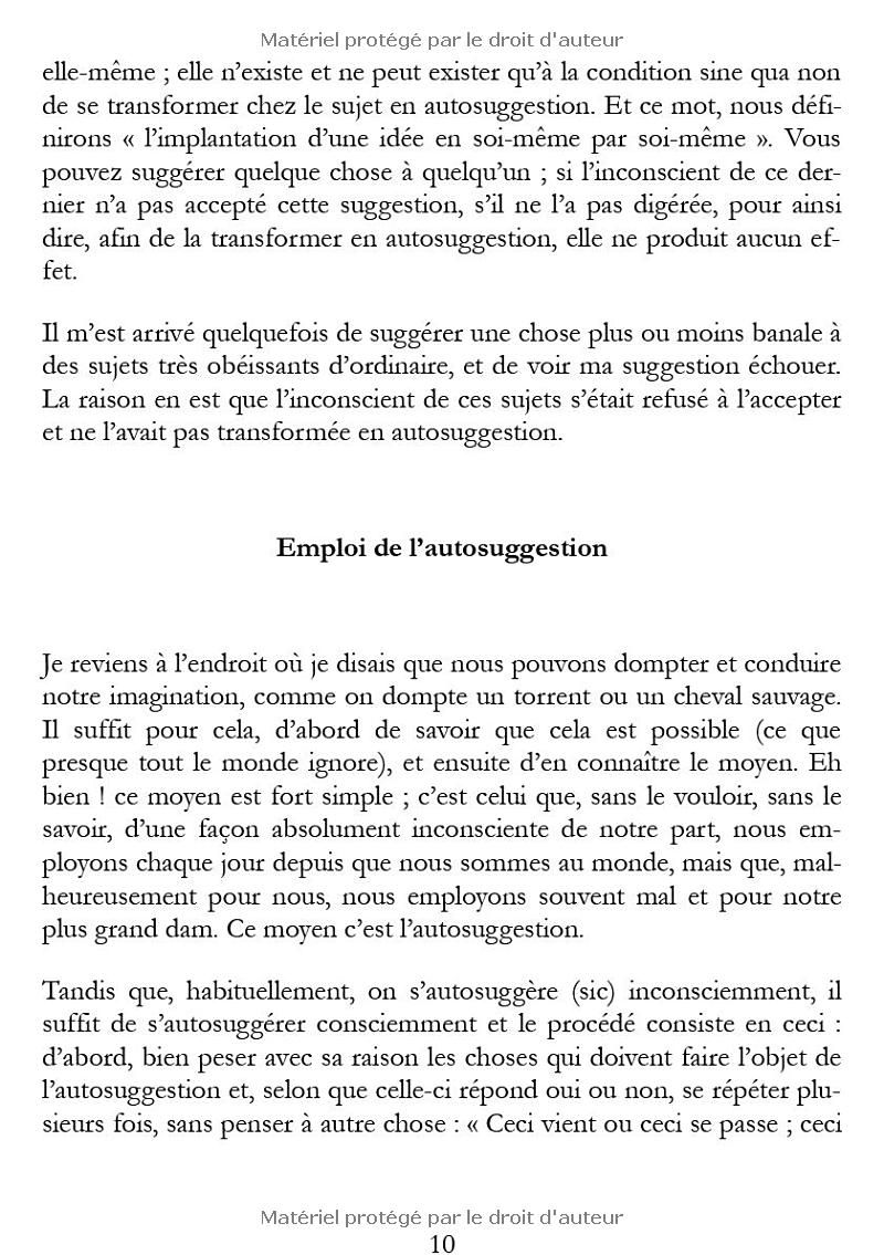 La maîtrise de soi-même par lautosuggestion consciente: Le pouvoir transformateur de la pensée positive